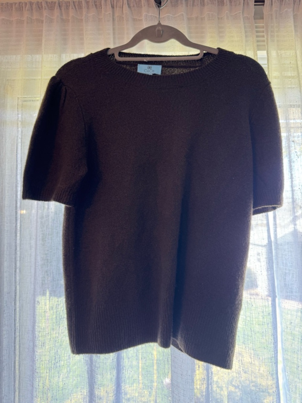 CeCe women’s Short-Sleeve Crewneck Sweater - Brown